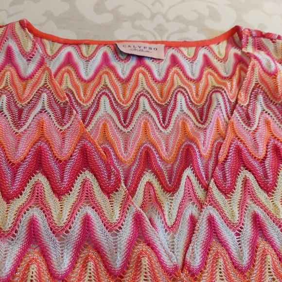 NEW! Calypso St. Barth Women's Emelia Dress Zig-Zag Pink Orange Sz S $295 - Picture 10 of 15
